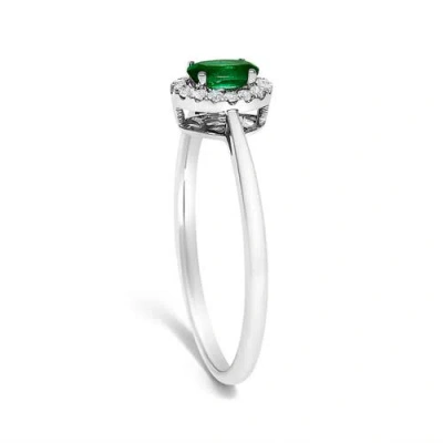 Haus Of Brilliance 10k White Gold Oval And Diamond Accent Halo Birthstone Ring In Green