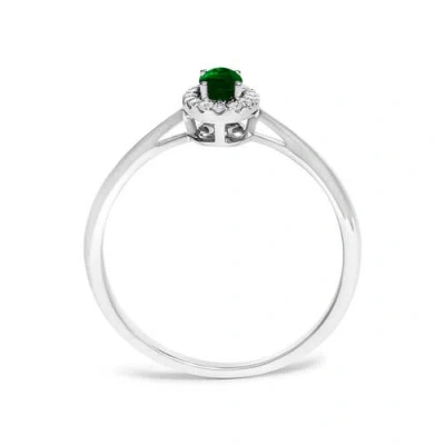 Haus Of Brilliance 10k White Gold Oval And Diamond Accent Halo Birthstone Ring In Green