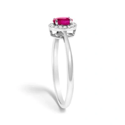 Haus Of Brilliance 10k White Gold Oval And Diamond Accent Halo Birthstone Ring In Pink