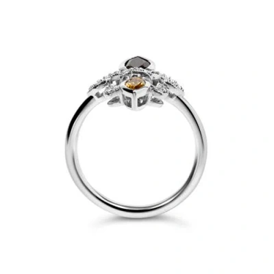 Haus Of Brilliance Silver Onyx, Citrine And Diamond Accent Fleur De Lis Ring In Metallic