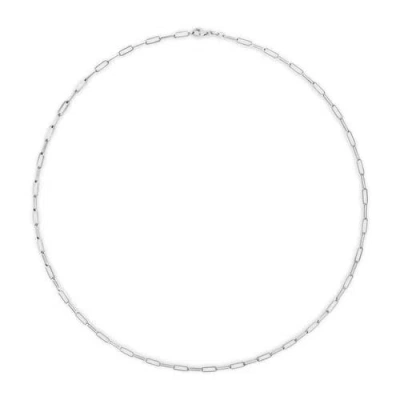 Haus Of Brilliance Unisex Solid 14k Gold 2.5mm Paperclip Chain Necklace In Silver