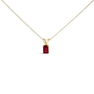 Haus Of Brilliance 14k Yellow Gold 6x4mm Emerald Cut Red Garnet Solitaire Pendant Necklace