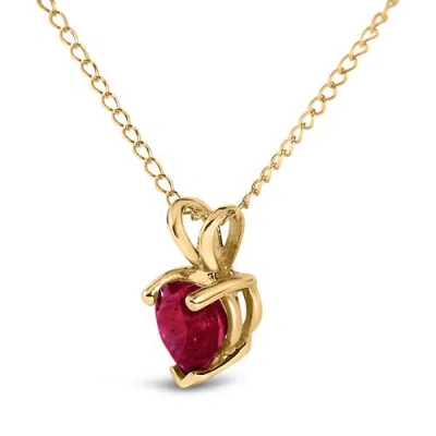 Haus Of Brilliance 14k Gold 5x5 Mm Heart Shaped Gemstone Solitaire Pendant Necklace In Gold