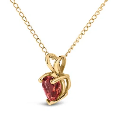 Haus Of Brilliance 14k Gold 5x5 Mm Heart Shaped Gemstone Solitaire Pendant Necklace In Gold