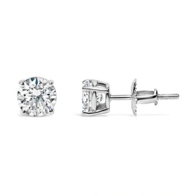 Haus Of Brilliance 14k Gold 1.0 Carat Round Lab Grown Diamond Solitaire Stud Earrings In Metallic