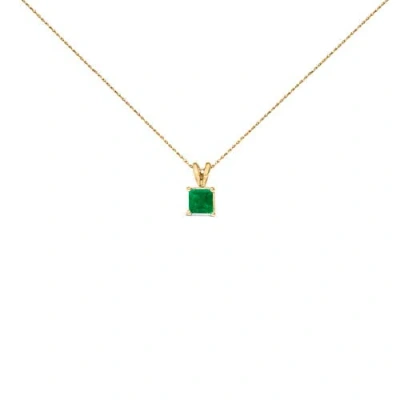 Haus Of Brilliance 14k Gold 5x5 Mm Square Shaped Gemstone Solitaire Pendant Necklace In Gray