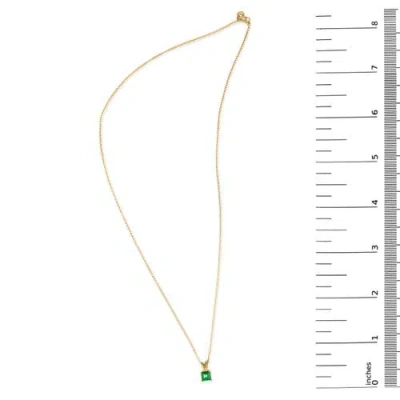 Haus Of Brilliance 14k Gold 5x5 Mm Square Shaped Gemstone Solitaire Pendant Necklace In Gray