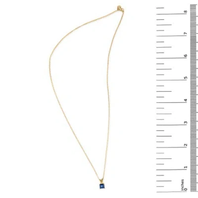 Haus Of Brilliance 14k Gold 5x5 Mm Square Shaped Gemstone Solitaire Pendant Necklace In Blue