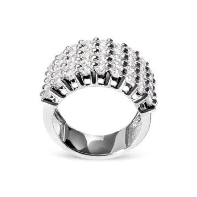 Haus Of Brilliance 14k White Gold 4.0 Cttw Diamond 5 Row Ring Band In Metallic