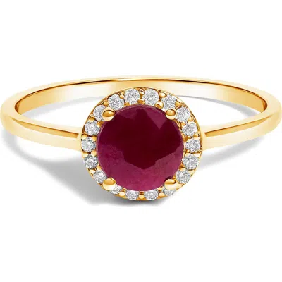 Haus Of Brilliance 10k Gold Gemstone And 1/10 Cttw Diamond Halo Birthstone Ring In Brown
