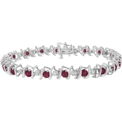 Haus Of Brilliance .925 Sterling Silver Lab-grown Birthstone And 1/6 Cttw Diamond Tennis Bracelet In Brown