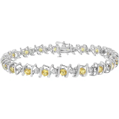 Haus Of Brilliance .925 Sterling Silver Lab-grown Birthstone And 1/6 Cttw Round Diamond Tennis Bracelet In Metallic