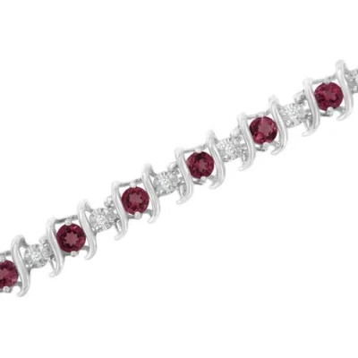 Haus Of Brilliance .925 Sterling Silver Lab-grown Birthstone And 1/6 Cttw Diamond Tennis Bracelet In Brown