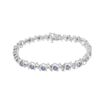 Haus Of Brilliance .925 Sterling Silver Lab-grown Birthstone And 1/6 Cttw Diamond Tennis Bracelet In Silver