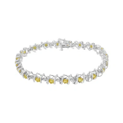 Haus Of Brilliance .925 Sterling Silver Lab-grown Birthstone And 1/6 Cttw Round Diamond Tennis Bracelet In Metallic