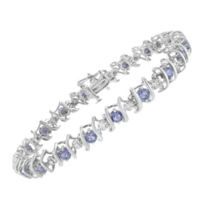Haus Of Brilliance .925 Sterling Silver Lab-grown Birthstone And 1/6 Cttw Diamond Tennis Bracelet In Silver