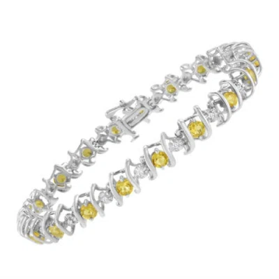 Haus Of Brilliance .925 Sterling Silver Lab-grown Birthstone And 1/6 Cttw Round Diamond Tennis Bracelet In Metallic