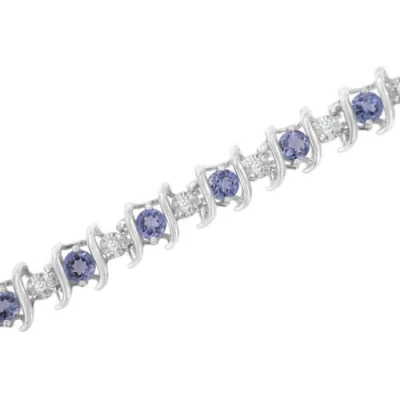 Haus Of Brilliance .925 Sterling Silver Lab-grown Birthstone And 1/6 Cttw Diamond Tennis Bracelet In Silver