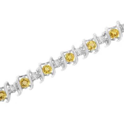 Haus Of Brilliance .925 Sterling Silver Lab-grown Birthstone And 1/6 Cttw Round Diamond Tennis Bracelet In Metallic