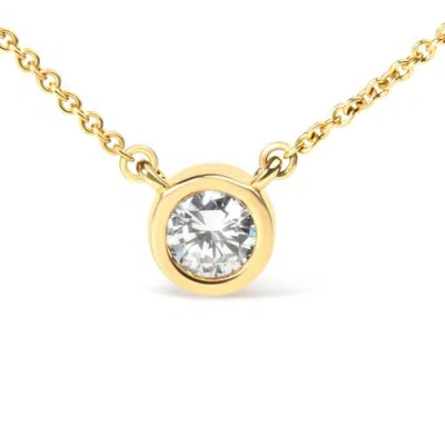 Haus Of Brilliance 10k Gold 1/10 Cttw Diamond Bezel-set Solitaire Pendant Necklace In Yellow