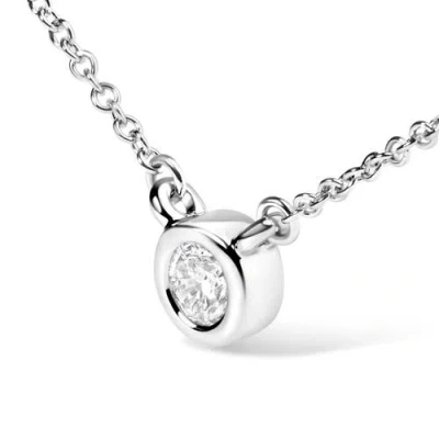 Haus Of Brilliance 10k Gold 1/10 Cttw Diamond Bezel-set Solitaire Pendant Necklace In White