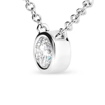 Haus Of Brilliance 10k Gold 1/10 Cttw Diamond Bezel-set Solitaire Pendant Necklace In White