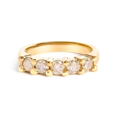 Haus Of Brilliance Silver 1.0 Cttw Round Diamond 5 Stone Band Ring In Yellow