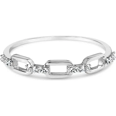 Haus Of Brilliance Silver Diamond Accent Paperclip Band Ring In Brown