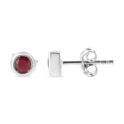 Haus Of Brilliance .925 Sterling Silver Bezel Set 3.5mm Created Gemstone Solitaire Stud Earrings In Brown