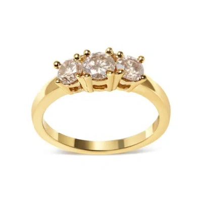 Haus Of Brilliance 10k Yellow Gold 1.00 Cttw Champagne Diamond 3-stone Band Ring In Brown