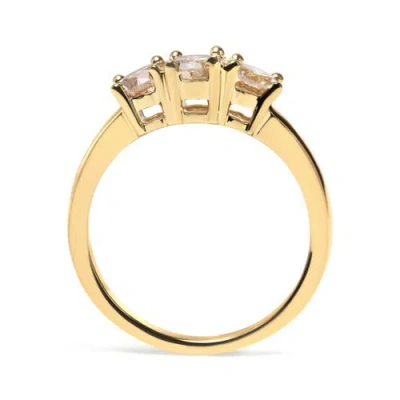 Haus Of Brilliance 10k Yellow Gold 1.00 Cttw Champagne Diamond 3-stone Band Ring In Brown