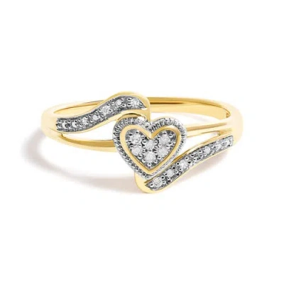 Haus Of Brilliance 10k Yellow Gold Diamond Accent Filigree Heart Promise Ring In Brown