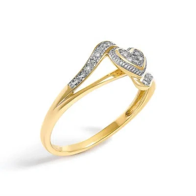 Haus Of Brilliance 10k Yellow Gold Diamond Accent Filigree Heart Promise Ring In Brown