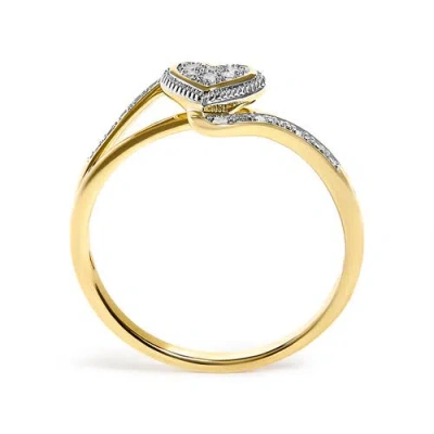 Haus Of Brilliance 10k Yellow Gold Diamond Accent Filigree Heart Promise Ring In Brown