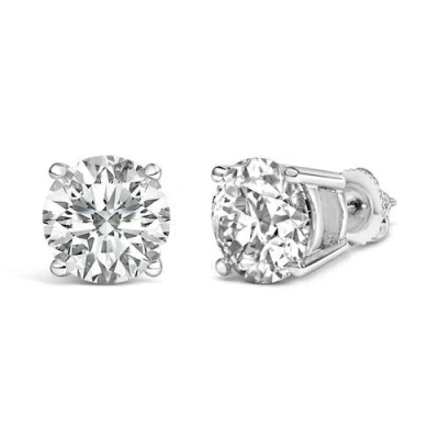 Haus Of Brilliance 14k Gold 4.0 Cttw Round Lab Grown Diamond Solitaire Stud Earrings In Brown