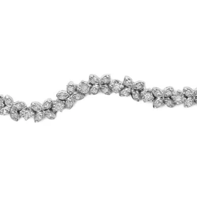 Haus Of Brilliance Silver 1/4 Cttw Diamond Marquise Shaped Link Adjustable Bolo Bracelet In Blue
