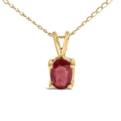 Haus Of Brilliance 14k Gold 6x4mm Oval Shaped Gemstone Solitaire Pendant Necklace In Brown