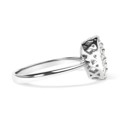 Haus Of Brilliance Silver 3/8 Cttw Lab Grown Diamond Cluster And Halo Pear Promise Ring In Brown