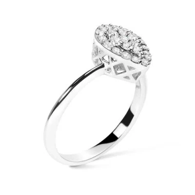 Haus Of Brilliance Silver 3/8 Cttw Lab Grown Diamond Cluster And Halo Pear Promise Ring In Brown