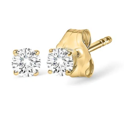 Haus Of Brilliance 14k Gold 1.0 Cttw Lab Grown Diamond Solitaire Stud Earrings In Brown