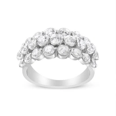 Haus Of Brilliance 10k White Gold 2 1/2 Cttw Diamond 3 Row Band Ring In Blue