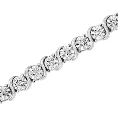 Haus Of Brilliance .925 Sterling Silver 1/10 Cttw Diamond Miracle Plate And "s" Link Tennis Bracelet In Brown