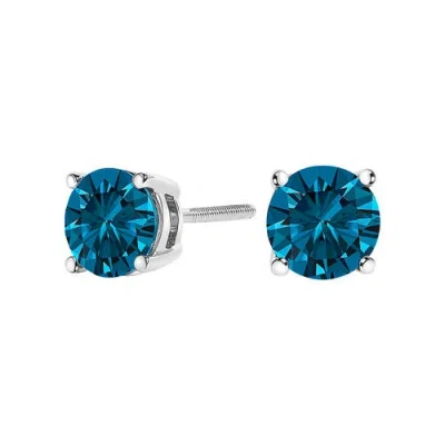 Haus Of Brilliance 14k Gold 2.00 Cttw Blue Lab Grown Diamond Stud Earrings In Brown