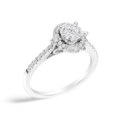 Haus Of Brilliance 14k White Gold 1.00 Cttw Lab-grown Diamond Oval Shaped Halo Engagement Ring In White