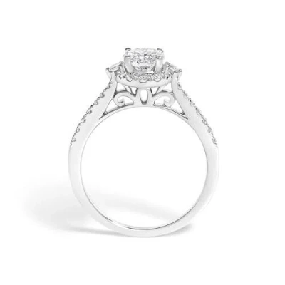 Haus Of Brilliance 14k White Gold 1.00 Cttw Lab-grown Diamond Oval Shaped Halo Engagement Ring In White