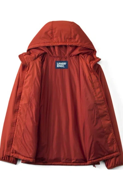 Lands' End Featherfree Insulated Hooded Jacket In Brown