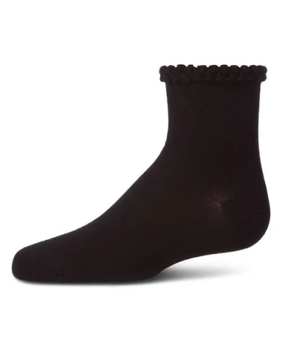 Memoi Bubble Stitch Welt Anklet Socks In Black