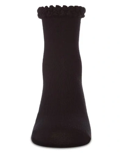 Memoi Bubble Stitch Welt Anklet Socks In Black