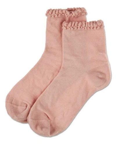 Memoi Bubble Stitch Welt Anklet Socks In Brown