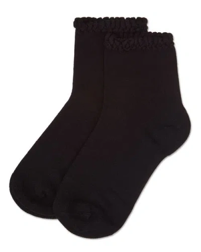 Memoi Bubble Stitch Welt Anklet Socks In Black